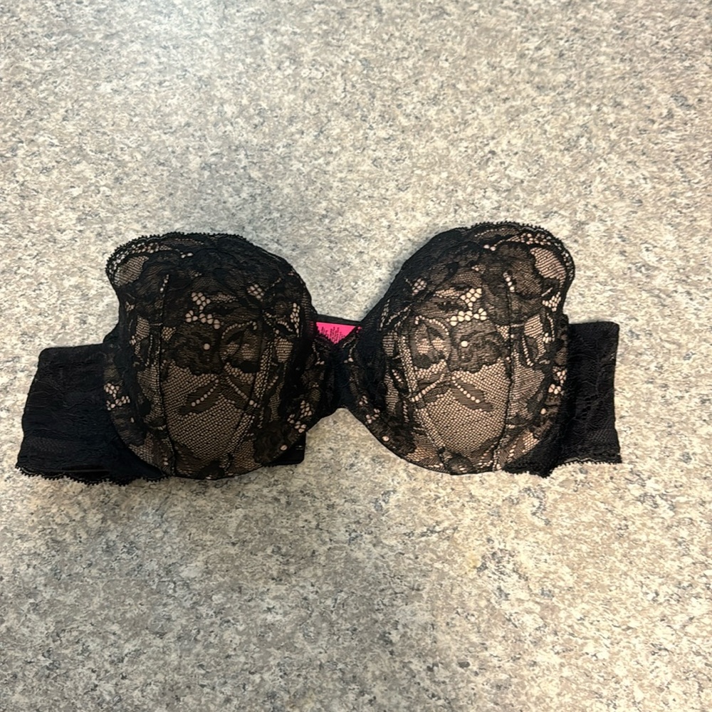La Senza Strapless Black and Beige with Lace Bra